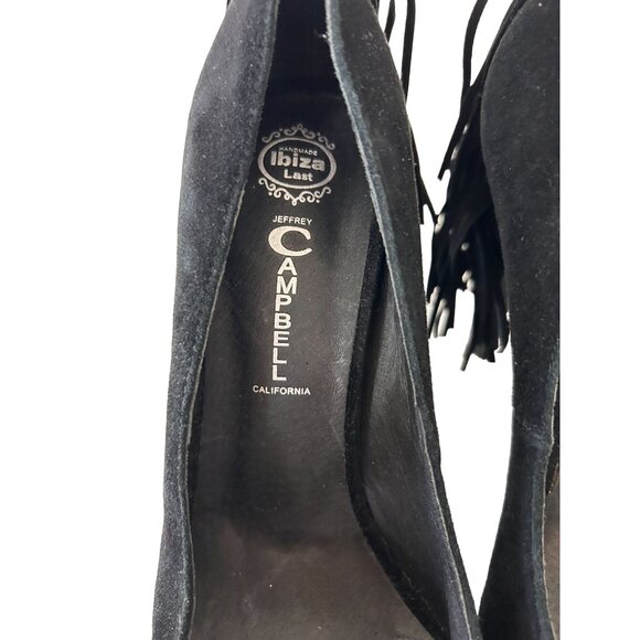JEFFREY CAMPBELL Black Suede Fringe Heels Size 7.5 - Picture 6 of 6